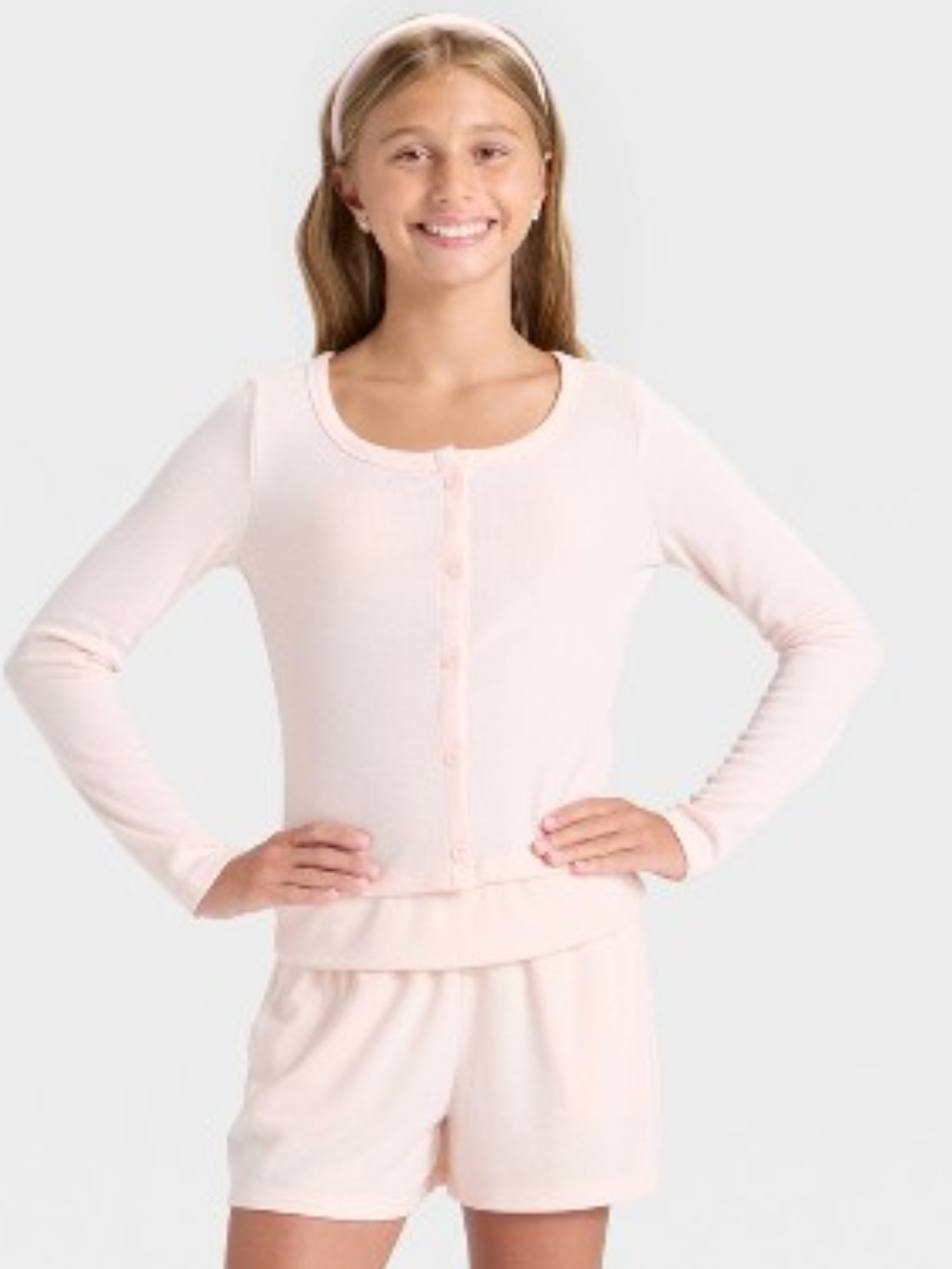 art class Pale Pink Girls Long Sleeve Button Cardigan L 10/12